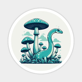 Cute simple Dinosaur Brontosaurus in Mushroom Garden Magnet